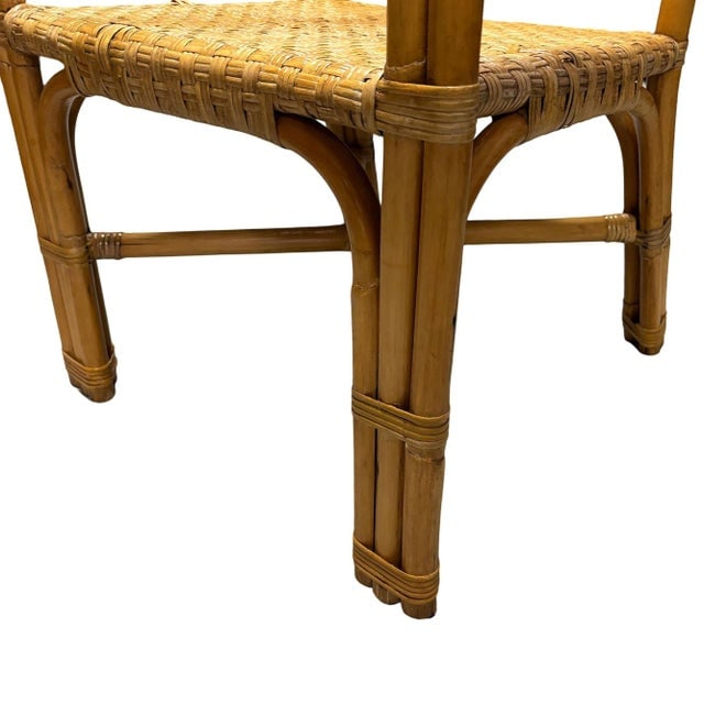 Restored Modern 2-Strand Rattan Armchair Dining Chair W/ Wicker Seat, Set of 4 - 6