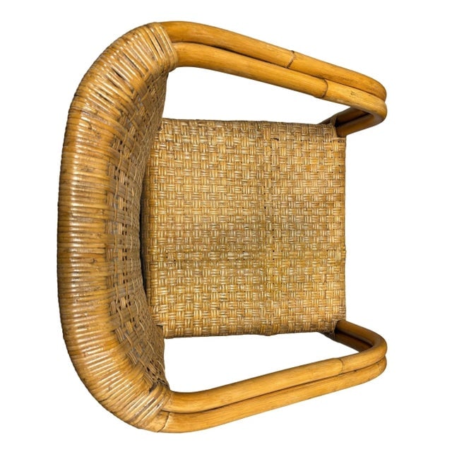 Restored Modern 2-Strand Rattan Armchair Dining Chair W/ Wicker Seat, Set of 4 - 7
