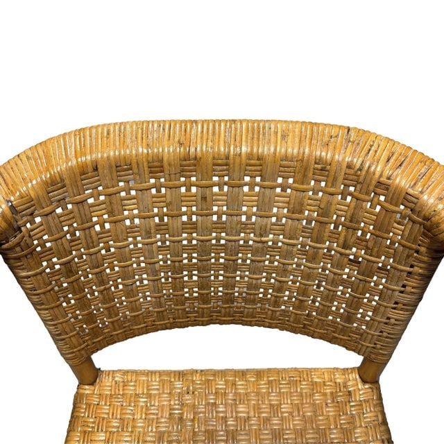 Restored Modern 2-Strand Rattan Armchair Dining Chair W/ Wicker Seat, Set of 4 - 8