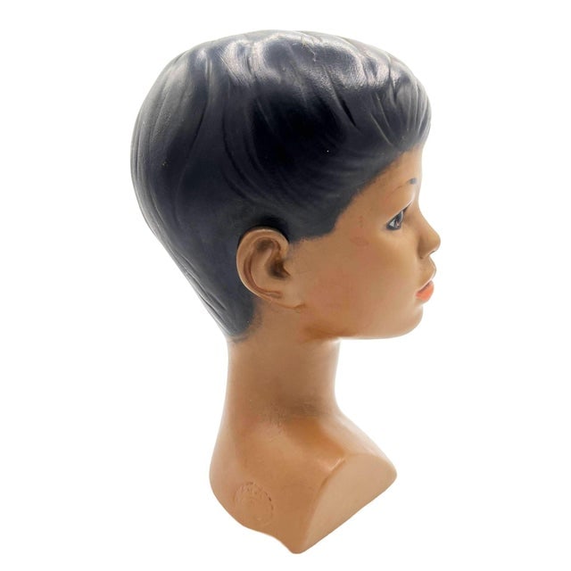 1950s Mid-Century Hawaiian Polynesian Boy Chalkware Bust Statue by Marwal - 4