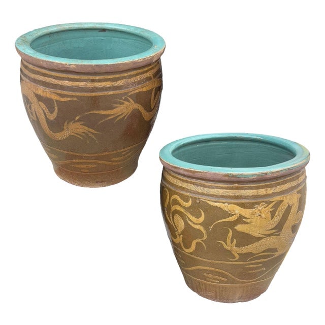 Antique Chinese 19th Century Egg Pot Art Pottery Jardini√®re Planter, Pair (1 of 9)