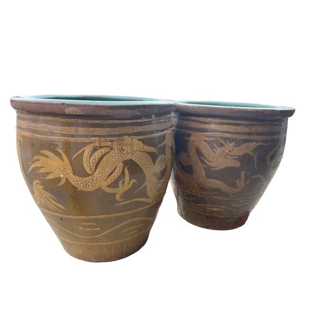 Antique Chinese 19th Century Egg Pot Art Pottery Jardini√®re Planter, Pair - 3