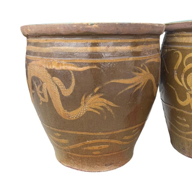 Antique Chinese 19th Century Egg Pot Art Pottery Jardini√®re Planter, Pair - 6