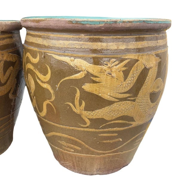 Antique Chinese 19th Century Egg Pot Art Pottery Jardini√®re Planter, Pair - 7