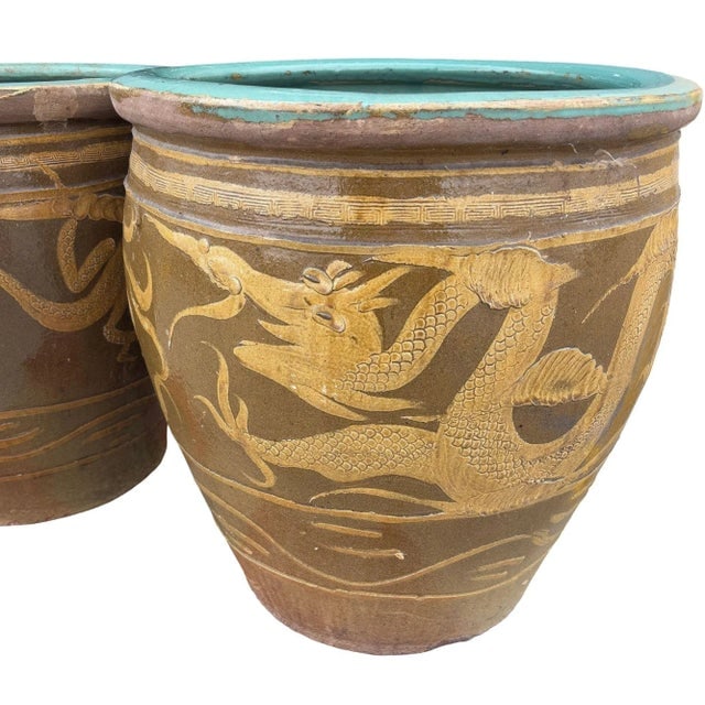 Antique Chinese 19th Century Egg Pot Art Pottery Jardini√®re Planter, Pair - 8