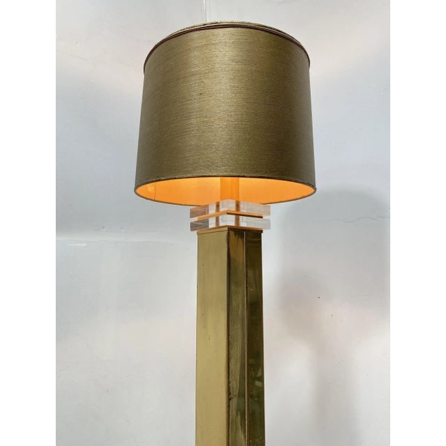 High Style Modern Lucite Acrylic and Brass Floor Lamp, Circa 1970 - 2