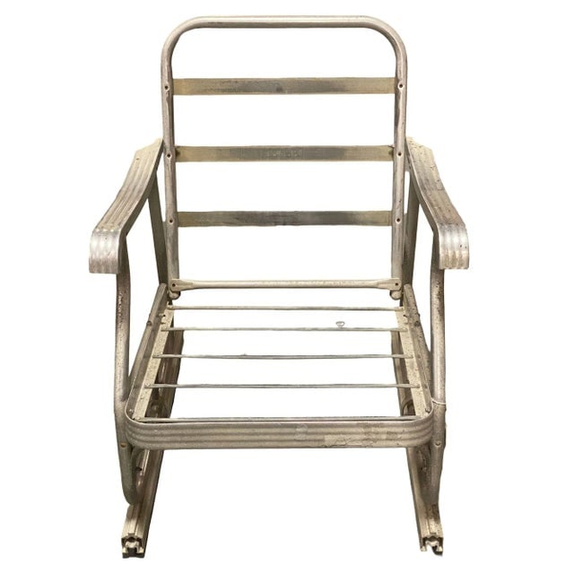 1950s Mid-Century Aluminum Patio/Outdoor Lounge Chair With Ski Legs - 11