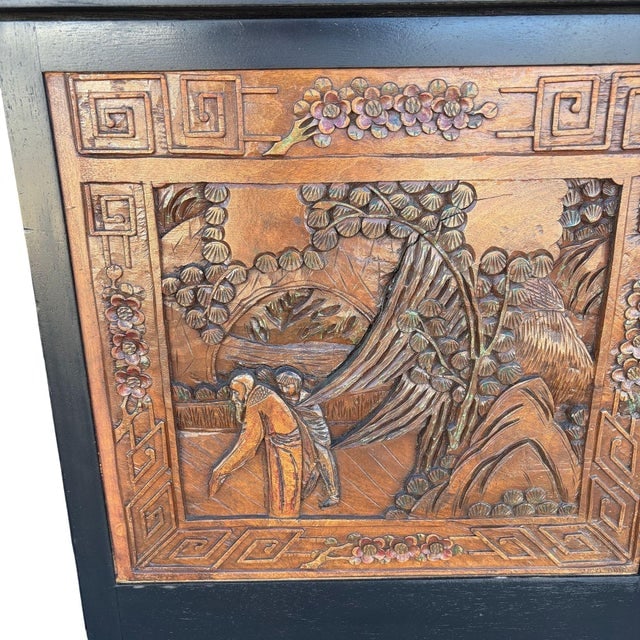 1950s Mid-Century James Mont Style Carved Media Credenza Stereo Cabinet - 9