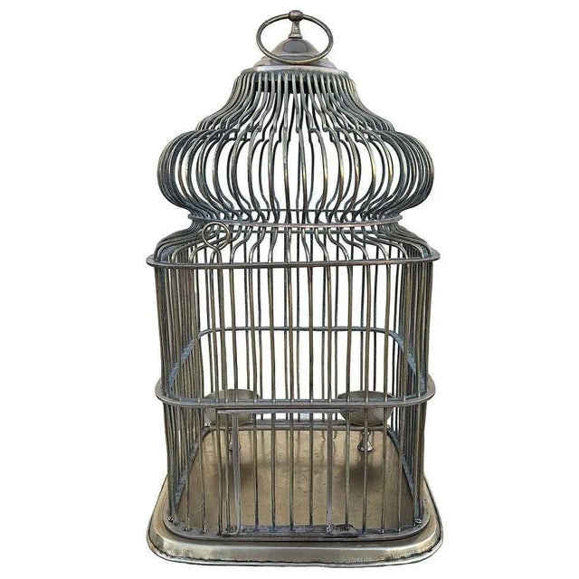 1900 Late Victorian Solid Bronze Wire Eastern Spire Birdcage With Pin Lock - 2