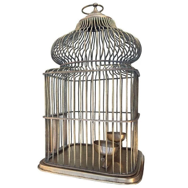 1900 Late Victorian Solid Bronze Wire Eastern Spire Birdcage With Pin Lock - 3