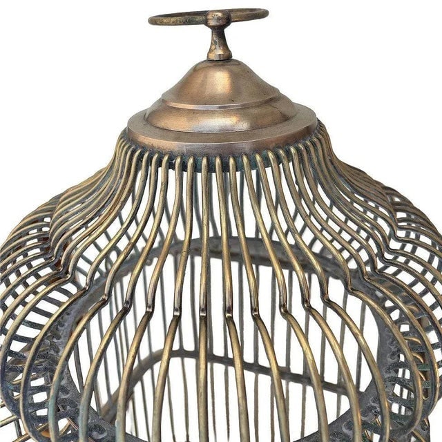 1900 Late Victorian Solid Bronze Wire Eastern Spire Birdcage With Pin Lock - 4