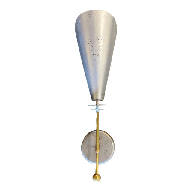 Mid-Century Googie Modern Brushed Aluminum Torchiere Wall Sconce, 4 Available (1 of 6)