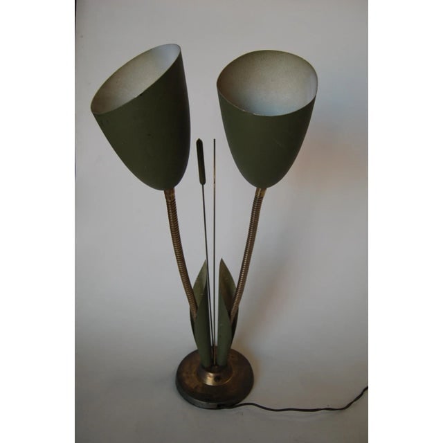 Green Enamel Double Gooseneck Adjustable Calla Lily Desk Lamp. - 3