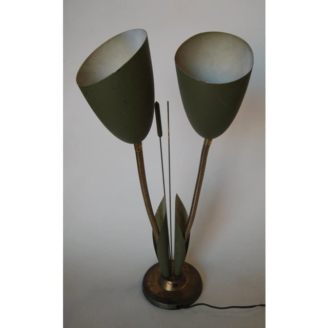 Green Enamel Double Gooseneck Adjustable Calla Lily Desk Lamp. - 7