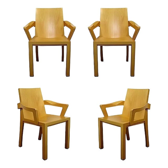 1990s Dakota Jackson Maple Wood "Library" Armchairs, Set of Four (1 of 5)