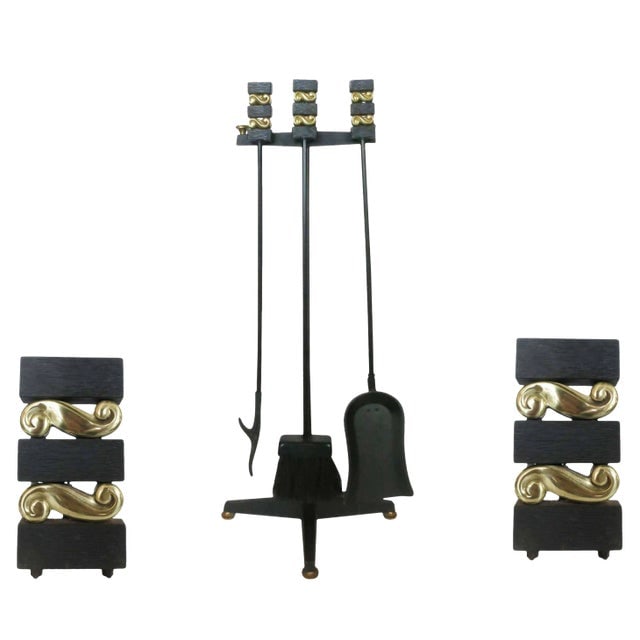 Donald Deskey Andirons and Fireplace Tools by Bennett Co (1 of 5)