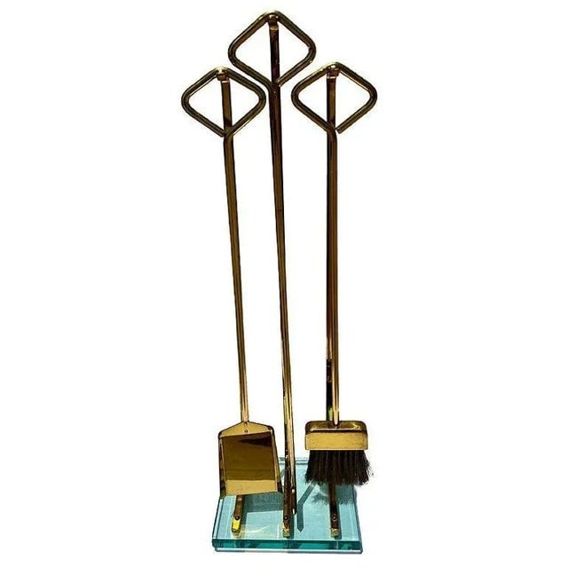 1970s Italian Modernist Brass and Glass Fireplace by Fontana Arte - 3