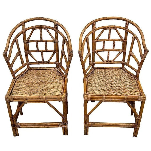 1910s Brighton Pavilion Style Rattan Dining Armchairs - a Pair - 3