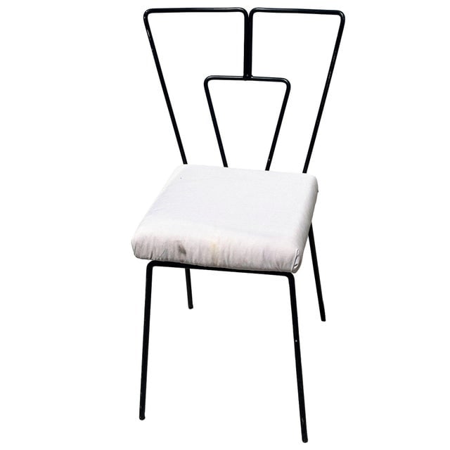 Mid-Century Iron Wire Art Side Dining Geometric Chair by Homecrest, Pair - 3