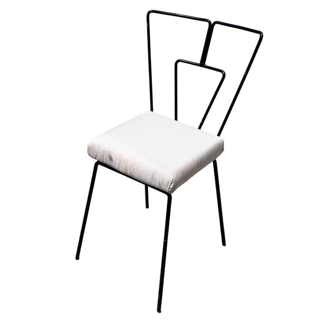 Mid-Century Iron Wire Art Side Dining Geometric Chair by Homecrest, Pair - 4