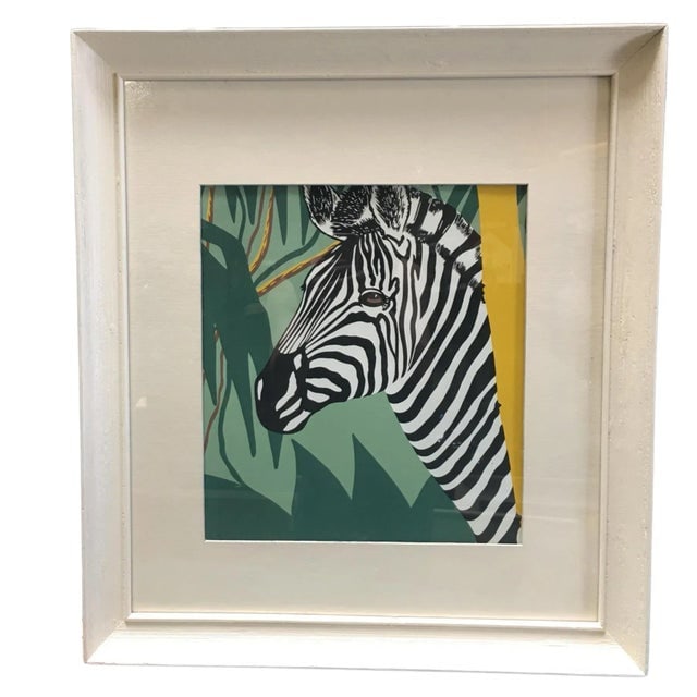 Post War Hawaiian Airbrush Zebra in Original Frame W/ Large Mat, Pair - 3
