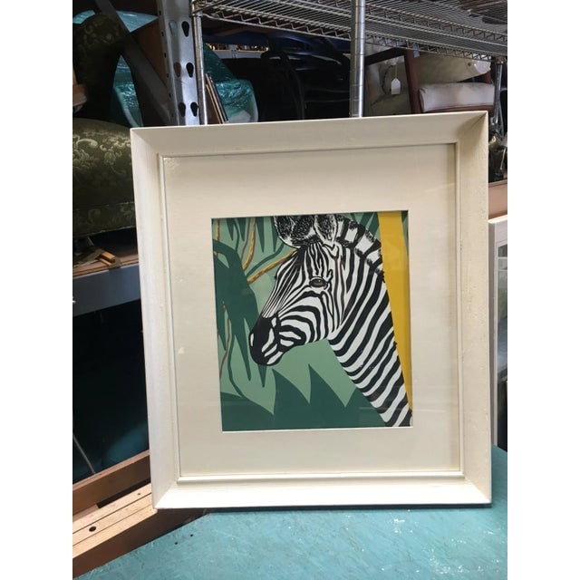 Post War Hawaiian Airbrush Zebra in Original Frame W/ Large Mat, Pair - 4