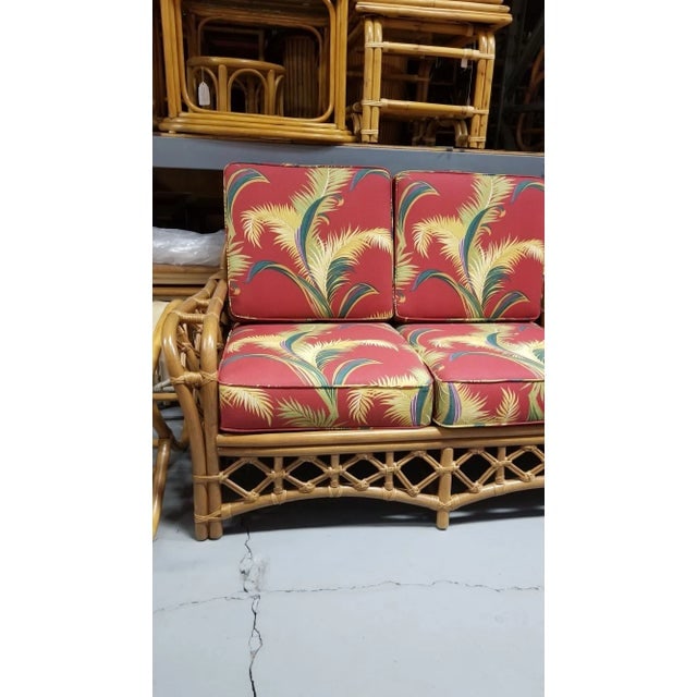 Restored Mid Century Lattice Rattan Sofa & Lounge Chair Livingroom Set - 3
