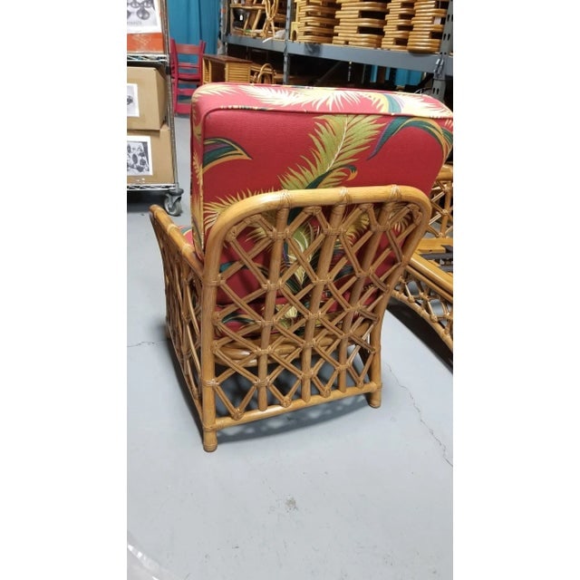 Restored Mid Century Lattice Rattan Sofa & Lounge Chair Livingroom Set - 4