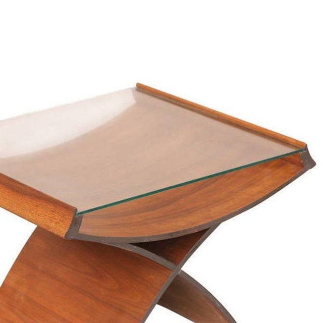 1950s Mid-Century Molded Sculptural Bentwood Hourglass Side Drink Table W/ Glass Top - 2