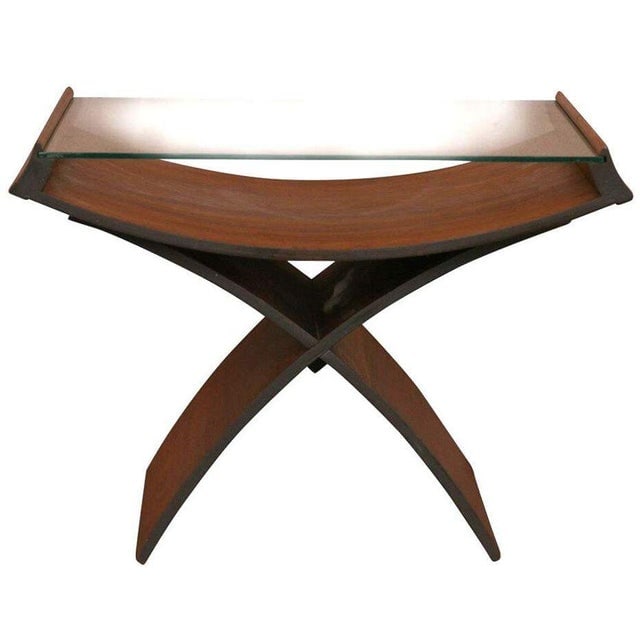 1950s Mid-Century Molded Sculptural Bentwood Hourglass Side Drink Table W/ Glass Top - 3