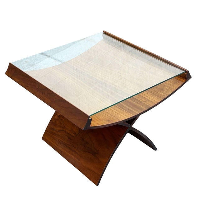 1950s Mid-Century Molded Sculptural Bentwood Hourglass Side Drink Table W/ Glass Top - 4