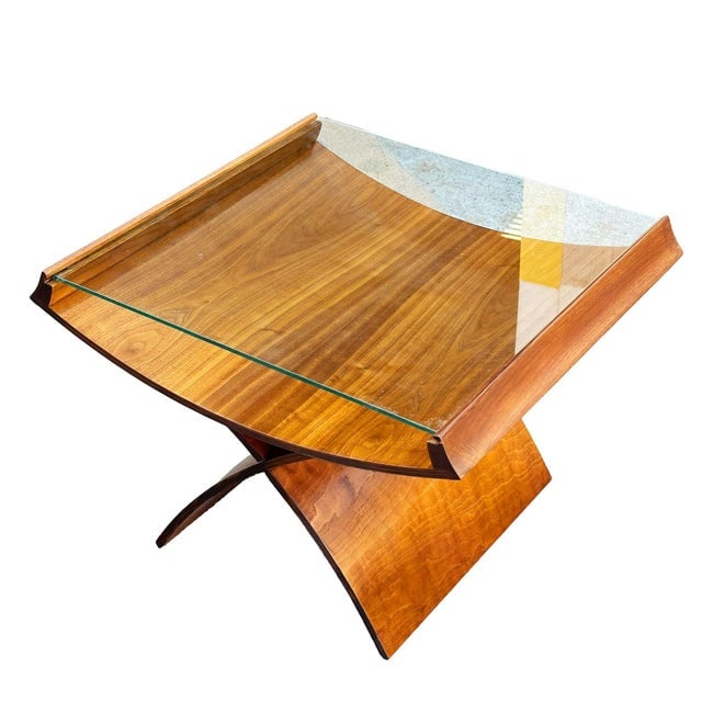 1950s Mid-Century Molded Sculptural Bentwood Hourglass Side Drink Table W/ Glass Top - 8