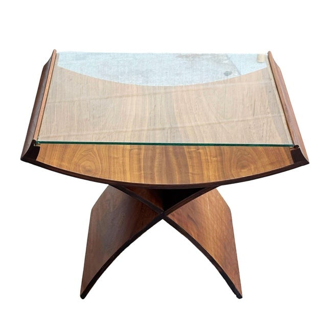 1950s Mid-Century Molded Sculptural Bentwood Hourglass Side Drink Table W/ Glass Top - 9