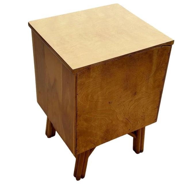1950s Restored Heywood Wakefield Blond Birch End Table W/ Rattan Legs - 7