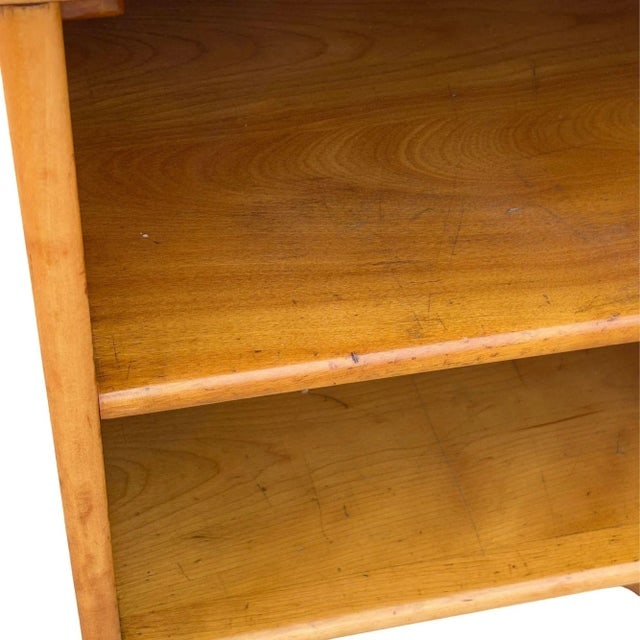 1950s Restored Heywood Wakefield Blond Birch End Table W/ Rattan Legs - 9