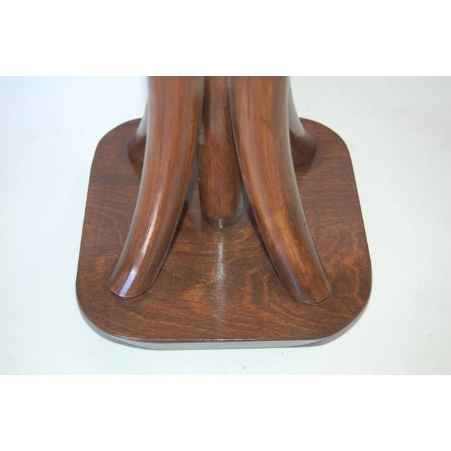 1950s Restored 4-Strand Rattan Bent Pole Table Lamp on Mahogany Base - 7