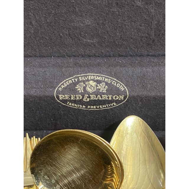 1950s Modernist Pattern Gold Plated Stainless Flatware Set of 92 by Reed and Barton - 10