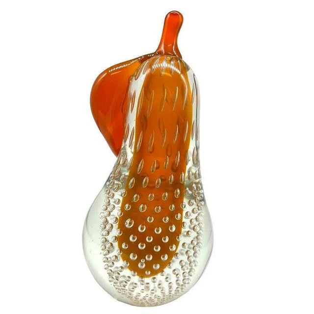 1960s Alfredo Barbini Bullicante Aventurine Murano Glass Pear Scupture - 2