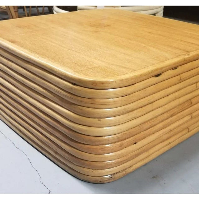 1950s Restored Rattan Solid Stacked Coffee Table - 2