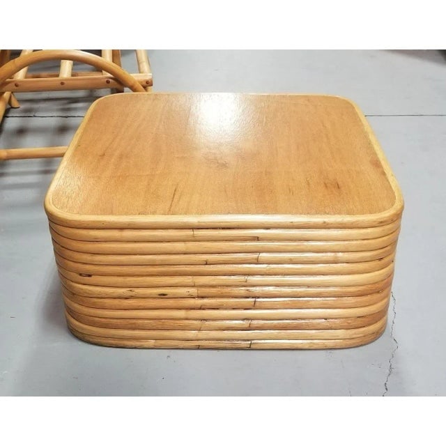 1950s Restored Rattan Solid Stacked Coffee Table - 3