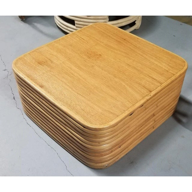 1950s Restored Rattan Solid Stacked Coffee Table - 5