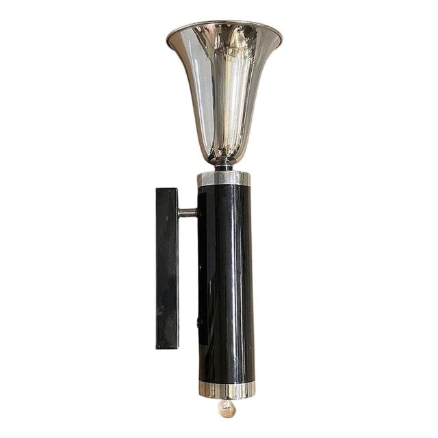 Large 1930s Two-Tone Chrome Art Deco Torchiere Wall Sconce (1 of 7)