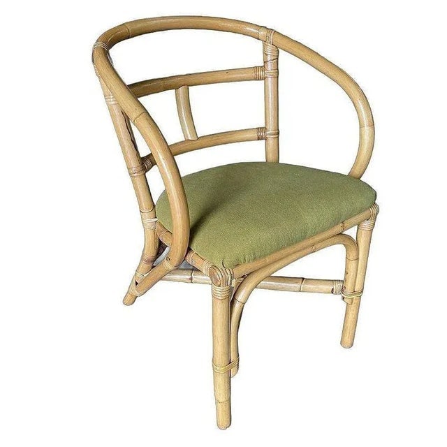 Pair of Restored Mid-Century Loop Arm Rattan Dining Armchairs - 2