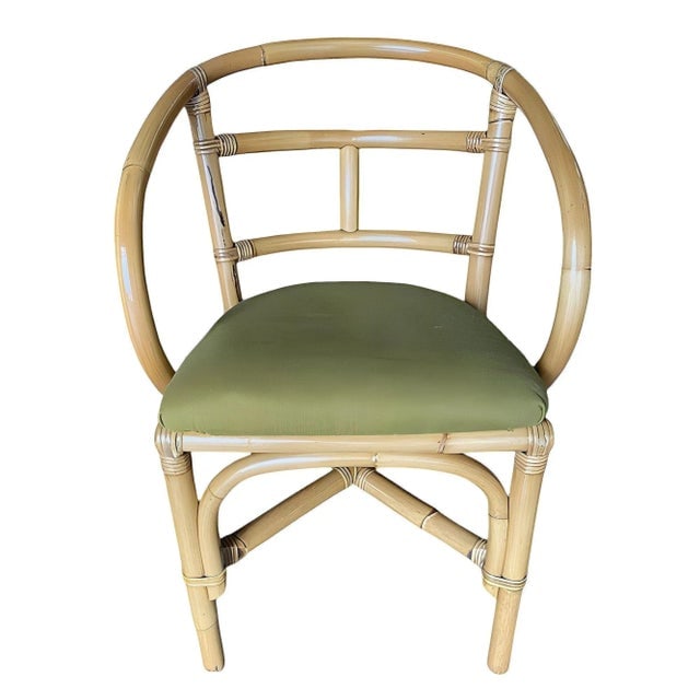 Pair of Restored Mid-Century Loop Arm Rattan Dining Armchairs - 3