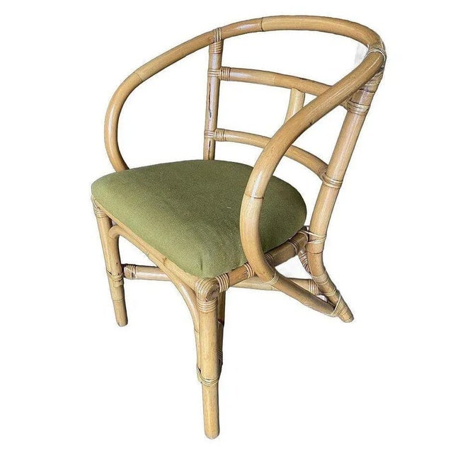 Pair of Restored Mid-Century Loop Arm Rattan Dining Armchairs - 4