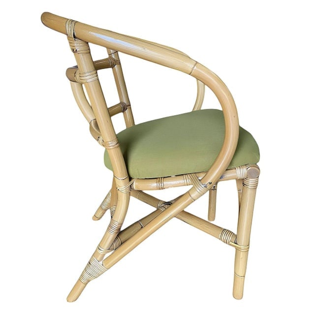 Pair of Restored Mid-Century Loop Arm Rattan Dining Armchairs - 5