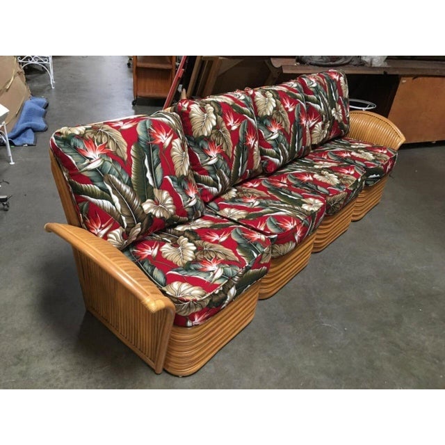 Restored Art Deco Style Rattan Fan Arm Four-Seat Sectional Sofa - 2