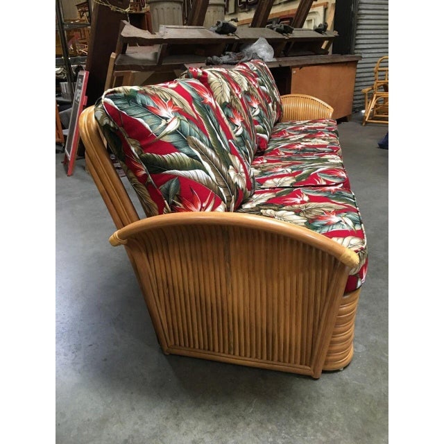 Restored Art Deco Style Rattan Fan Arm Four-Seat Sectional Sofa - 3