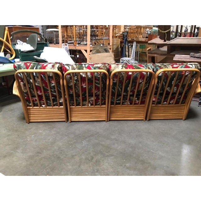 Restored Art Deco Style Rattan Fan Arm Four-Seat Sectional Sofa - 4