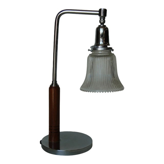 Art Deco Desk Table Lamp W/ Bell Shaped Glass Shade (1 of 10)